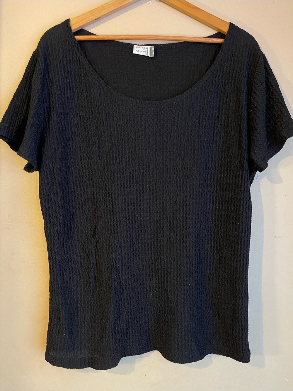 Vintage Beechers Brook Fairweather Black Textured Crinkle Top L/XL